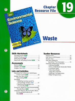 Book Holt Environmental Science Chapter 19 Resource File: Waste free