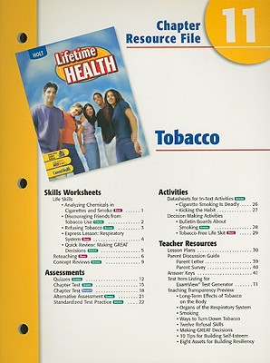 Book Holt Lifetime Health Chapter 11 Resource File: Tobaccco free