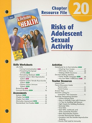 Book Holt Lifetime Health Chapter 20 Resource File: Risks Of Adolescent Sexual Activity free