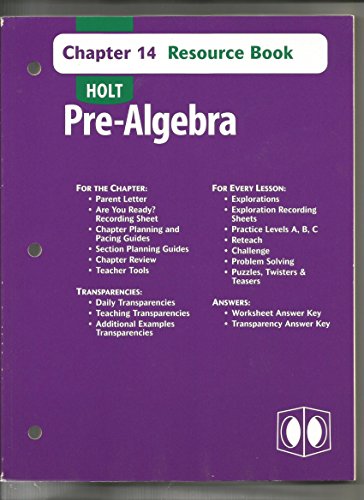 Book Holt Pre-Algebra: Resource Book: Chapter 14 with Answer Key free