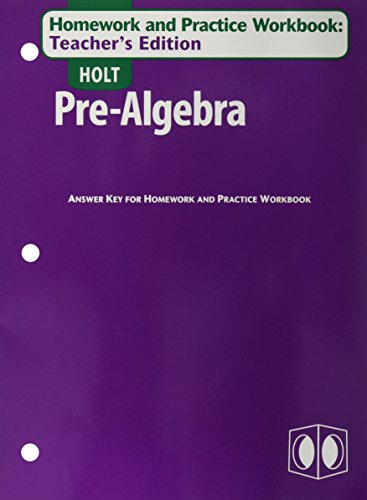 Book Holt Pre-Algebra: Homework and Practice Workbook, Teacher's Edition free