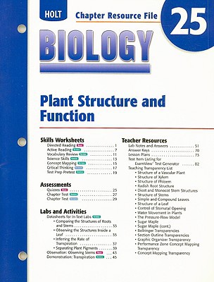 Book Holt Biology Chapter 25 Resource File: Plant Structure And Function free