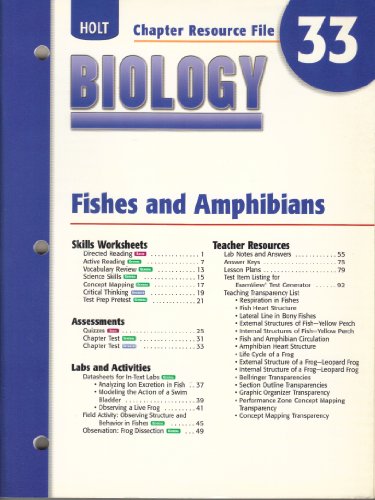 Book Holt Biology Chapter Resource File, Ch. 33: Fishes And Amphibians free
