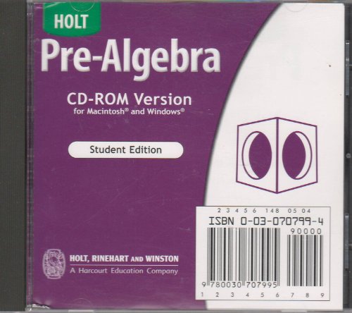 Book Holt Pre-algebra: Student Edition Cd-rom Pre-algebra 2004 free