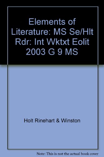 Book Elements Of Literature Holt Reader Int Worktext Ms Grade 9 free