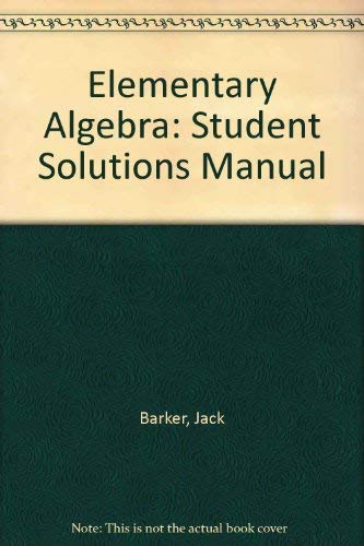 Book Elementary Algebra: Student Solutions Manual free