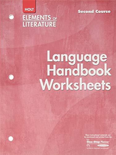 Book Language Handbook Worksheets Holt Elements of Literature Second Course Grade 8 free