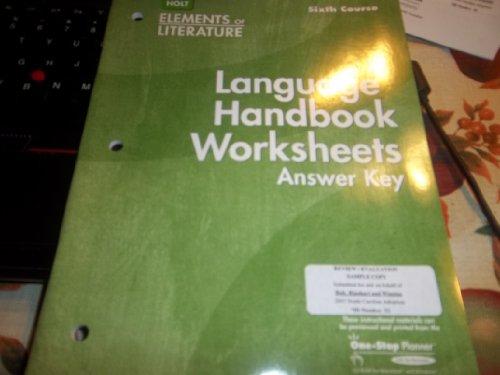 Book Elements of Literature: Language Handbook Worksheet & Answer Key Grade 12 Sixth Course free