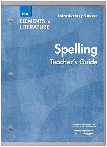 Book Elements of Literature: Spelling Teacher's Manual Grade 6 Introductory Course free