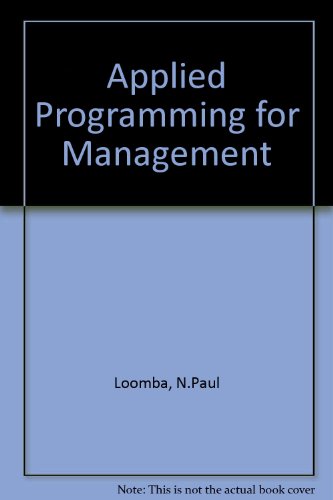 Book Applied Programming For Management free