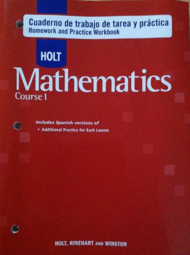 Book Holt Mathematics Course 1: Libro de trabajo: tarea y práctica free