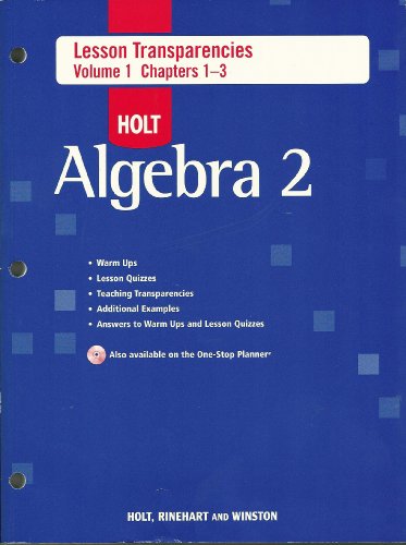 Book Holt Algebra 2: Lesson Transparencies, Volume 1 Chapters 1–3 free