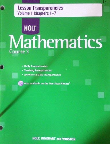 Book Holt Mathematics: Lesson Transparencies Volume 1 Chapters 1-7 with Answers Course 3 free