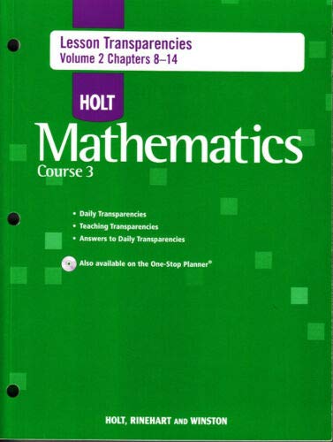 Book Holt Mathematics: Lesson Transparencies Volume 2 Chapters 8-12 Course 3 free