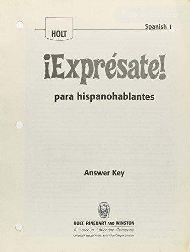Book ¡exprésate!: Expresate Para Hispanoblantes Teacher's Edition With Answer Key Levels 1a/1b/1 free