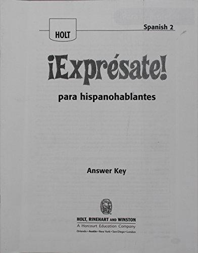 Book ?Expr?sate!: Expresate Para Hispanoblantes Teacher's Edition with Answer Key Level 2 (¡Exprésate!) free
