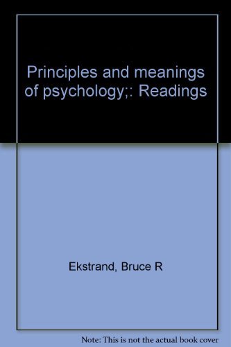 Book Principles And Meanings Of Psychology: Readings free