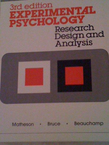 Book Experimental Psychology: Research Design, and Analysis free
