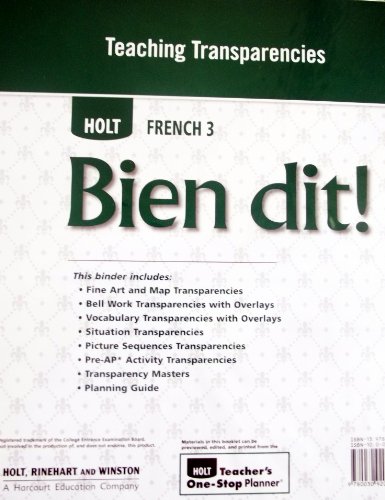 Book Teaching Transparencies: Bien Dit (Holt French, Level 3) free