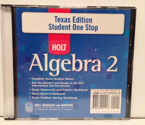 Book Holt Algebra 2 Texas: Student One-stop Cd-rom Algebra 2 2007 free