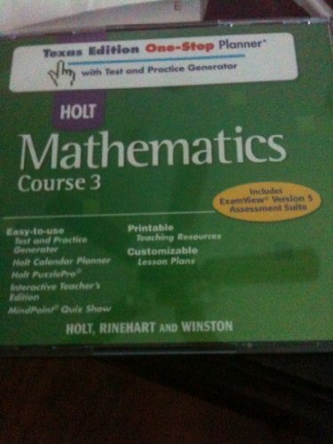 Book Holt Mathematics Texas: One-stop Planner With Test And Practice Generator Cd-rom Course 3 free