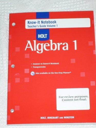 Book Holt Algebra 1 : Know-It Notebook, Teacher's Guide, Volume 1 free