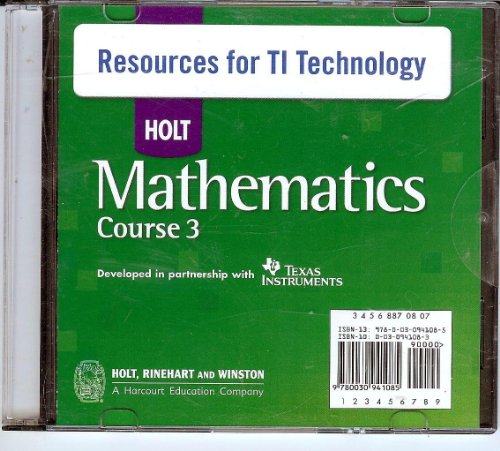 Book Holt Mathematics Course 3: Resources for Texas Instruments Technology CD-ROM free