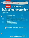 Book Holt Mathematics California: Assessment Resources With Answers Course 1 free