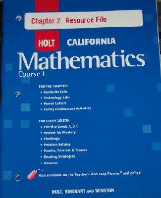 Book Course 2 Chapter 1 Resource File (holt California Mathematics) free