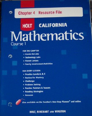 Book Holt Mathematics California: Chapter Resource File #4 Course 1 free