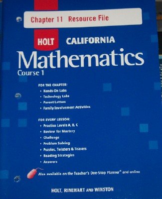 Book Holt Mathematics California: Chapter Resource File #11 Course 1 free