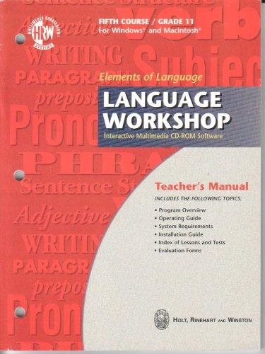 Book Elements Of Language - Fifth Course/grade 11 - Language Workshop Interactive Multimedia Cd-rom Software - Teacher's Manaul free