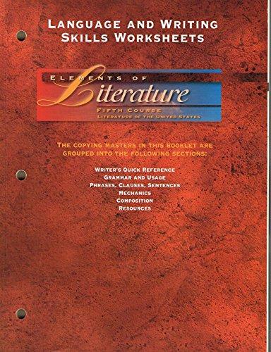 Book Language and Writing Skills Worksheets for Elements of Literature, Fifth Course, Literature of the U free