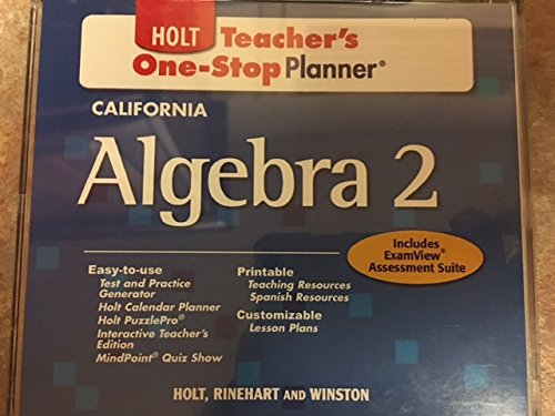 Book Holt Algebra 2 California: Teachers One-Stop Planner CD-ROM Algebra 2 free
