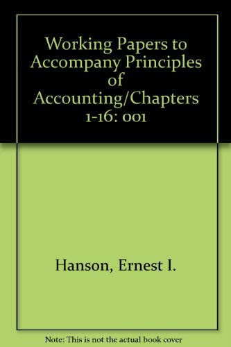 Book Working Papers to Accompany Principles of Accounting/Chapters 1-16 free