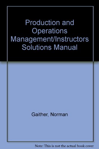 Book Production And Operations Management/instructors Solutions Manual free