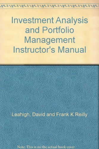Book Investment Analysis And Portfolio Management Instructor's Manual free