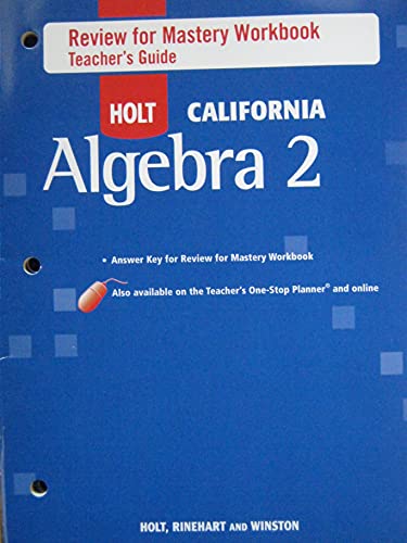 Book Holt Algebra 2 California: Review for Mastery Workbook Teacher Guide Algrebra 2 free