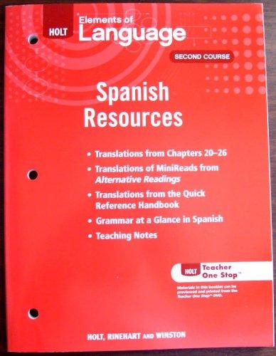 Book HOLT Elements of Language, Spanish Resources, Second Course free