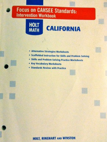 Book Holt Mathematics: Focus on Cahsee Standards Intervention Workbook free