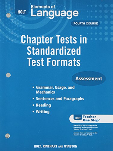 Book Elements of Language: Chapter Tests in Standardized Test Formats-Assessment, 4th Course free