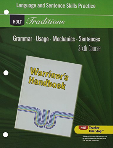 Book Language and Sentence Skills Practice for Warriner's Handbook, 6th Course (Holt Traditions) free