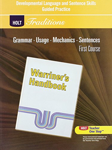 Book Developmental Language and Sentence Skills Guided Practice for Warriner's Handbook, First Course, Holt Traditions free
