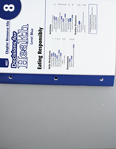 Book Decisions for Health: Chapter Resource File Level Blue Chapter 8: Eating Responsibly free