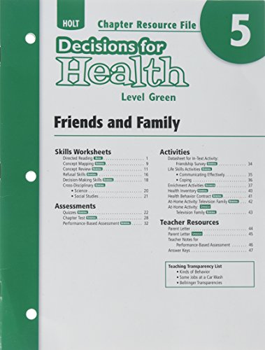Book Decisions for Health: Chapter Resource File Level Green Chapter 5: Friends and Family free