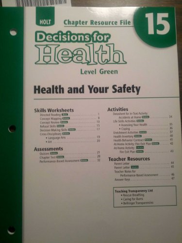 Book Health and Safety Chapter Resource File Chapter 15 Decisions for Health, Level Green free