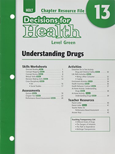 Book Chapter Resource File C13 Understanding Drugs Decisions for Health, Level Green free