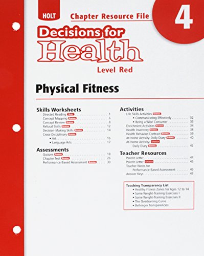 Book Decisions for Health: Chapter Resource File Level Red Chapter 4: Physical Fitness free