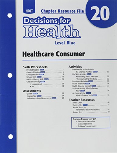 Book Decisions for Health: Chapter Resource File Level Red Chapter 8: Managing Stress free