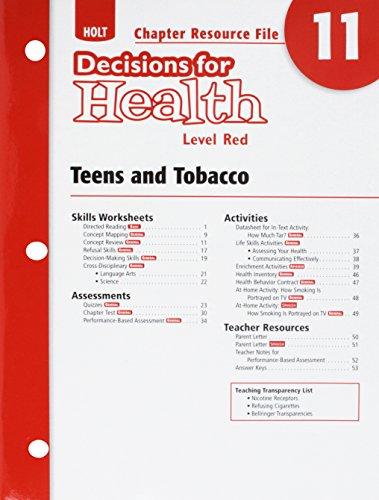 Book Chapter Resource File Level Red Teens and Tobacco Holt Decisions for Health 2009 Red free